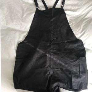 Black overall shorts